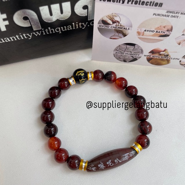 gelang batu chinese unisex pria wanita tibet hoki om mani padme hum supplier bahan aksesoris craft