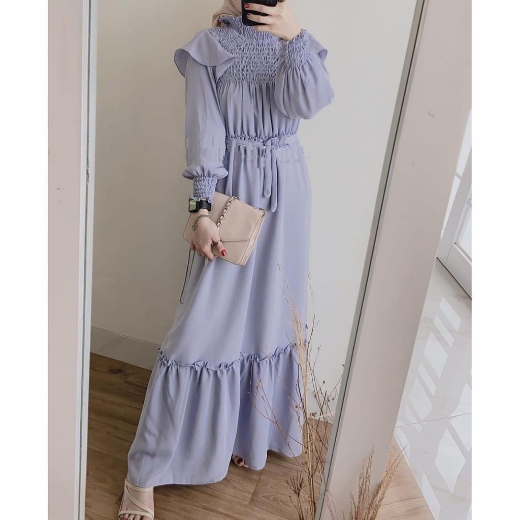d4 - Terbaru Fashion Wanita Visnua Gamis Wolfis Premium Import Bahan Berkualitas 994 /Gamis Termurah