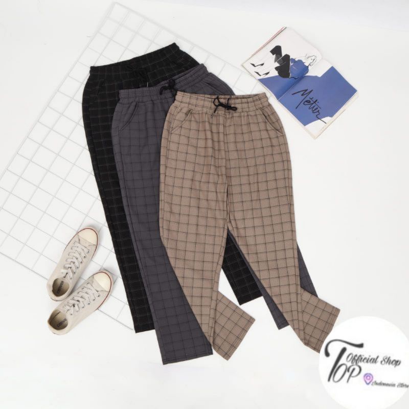 TO CELANA WANITA MOTIF KOTAK IMPORT PREMIUM 229-2