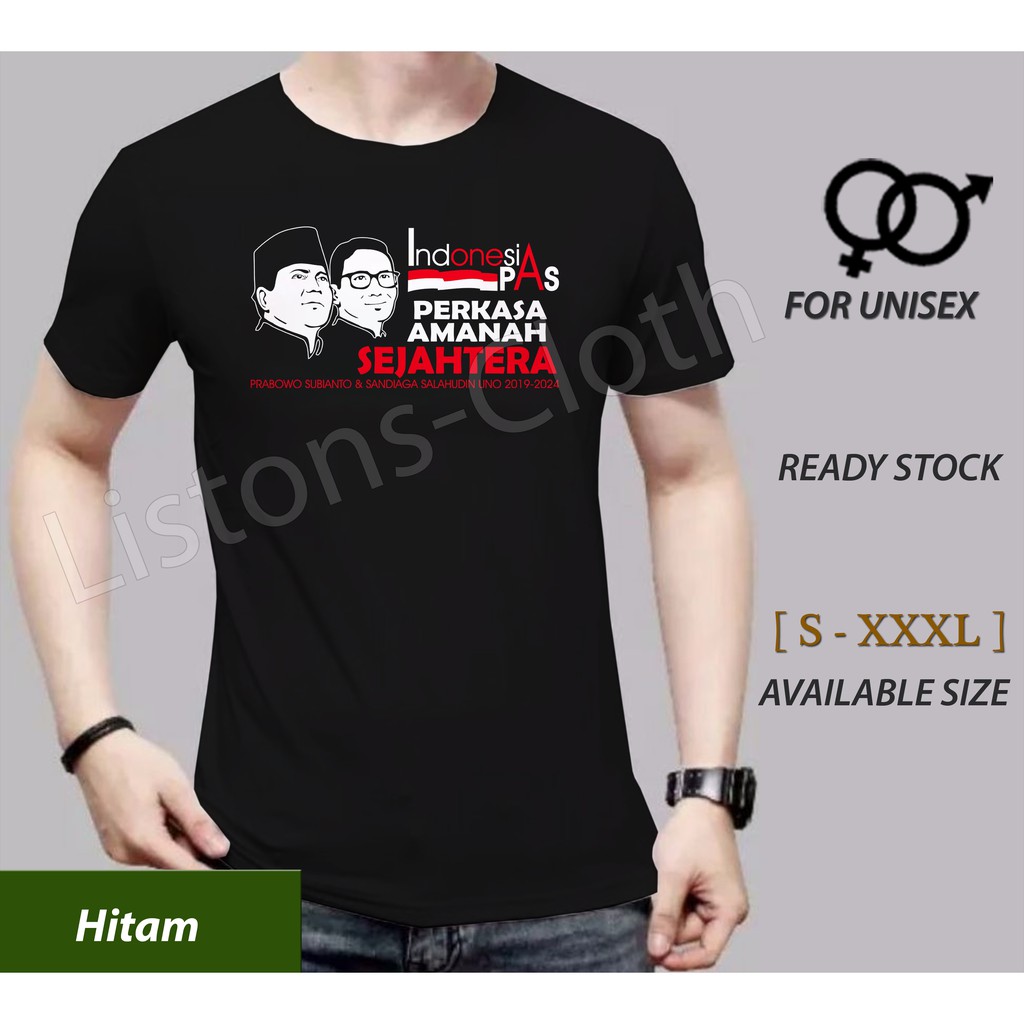 Kaos Prabowo Jokowi Baju 2019 Ganti Presiden Lanjut 2 Periode