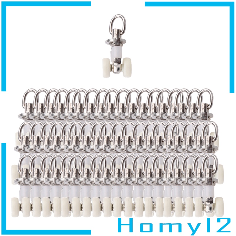 [HOMYL2] 20pcs Curtain Track Rollers Twin Wheeled Carriers Drapery Sliding Glider