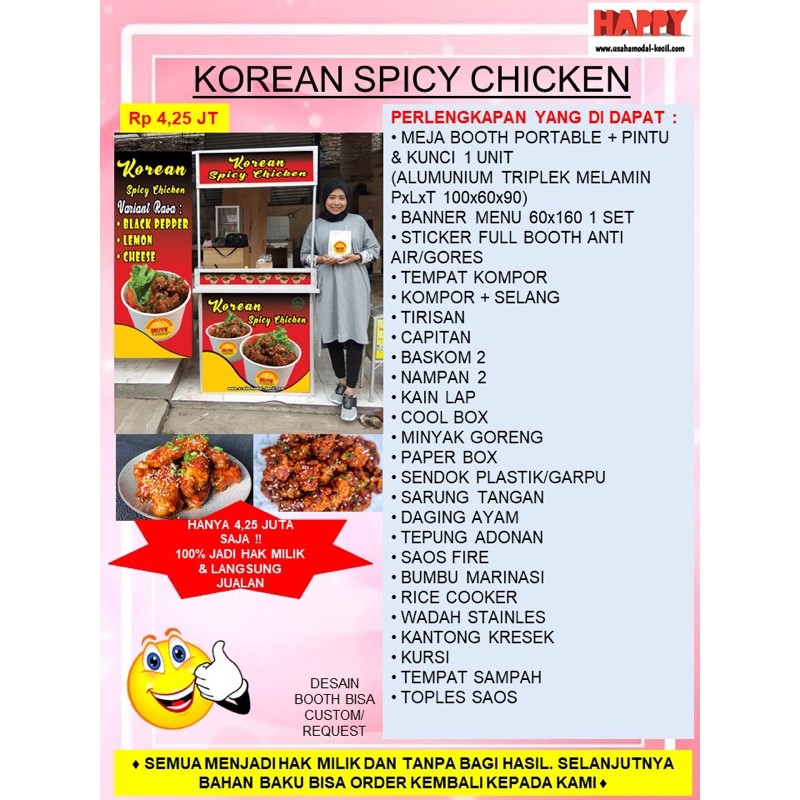 

PAKET USAHA FRANCHISE MAKANAN VIRAL KOREAN CRISPY CHICKEN SPICY AYAMKOREA GEROBAK PORTABLE KEMITRAAN