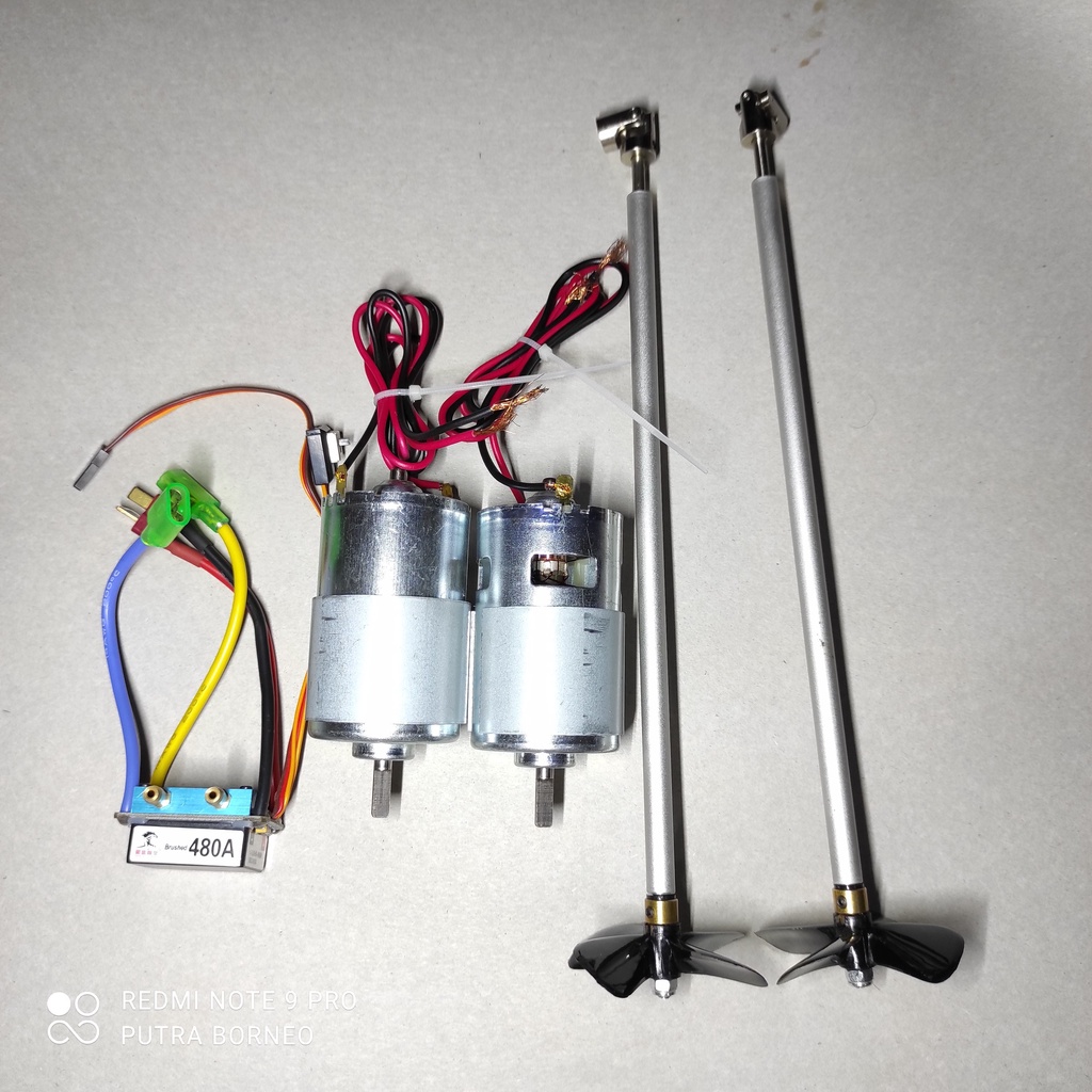 Rc Boat tugboat paket Rs775 motor shaft propeller join tug boat besar