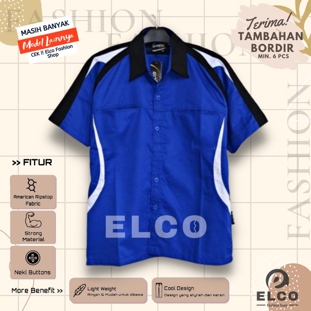 Baju seragam kerja kemeja lengan pendek baju pdh biru tyt putih hitam seragam kantor kemeja kombinas