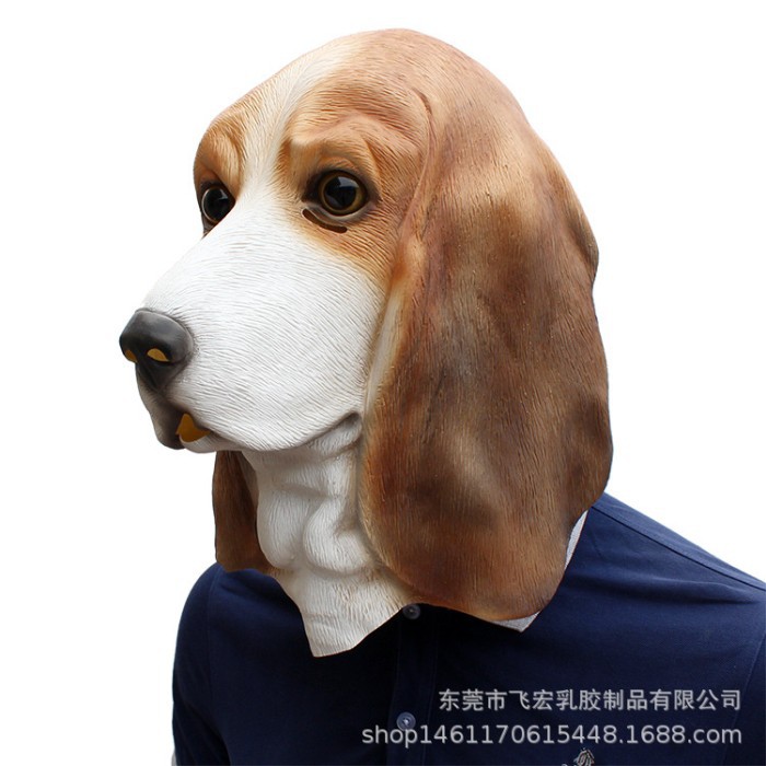 TOL-22 topeng latex beagle puppies puppy anjing dog head mainan prank