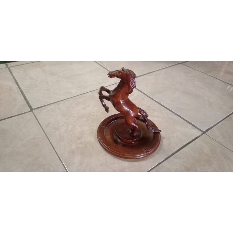 Asbak kuda dari kayu jati asli