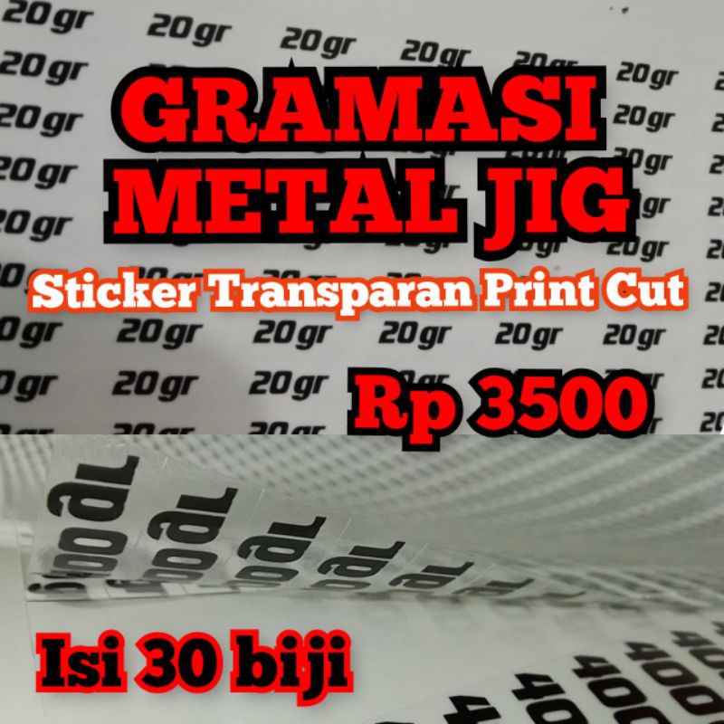 Stiker Gramasi Metal jig Lure Fishing Sticker Transparan TIPIS