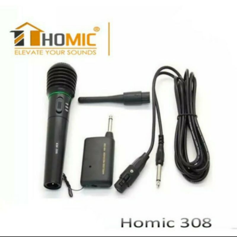 Mic Wireless Homic HM308 / Mic Karaoke Tanpa Kabel