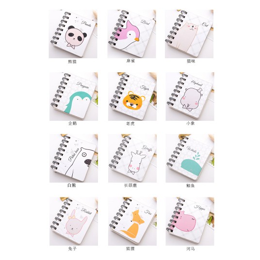 Notebook Motif Animal / Notes Mini Gambar Hewan Binatang / Buku Mini Karakter Hewan Kartun Imut