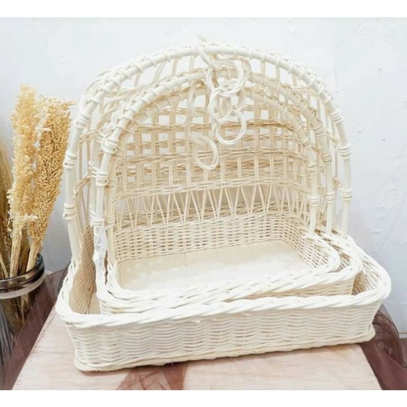 Ready 1set Keranjang Sangkar  isi 3 rotan halus / keranjang rotan ( ayunan kotak)