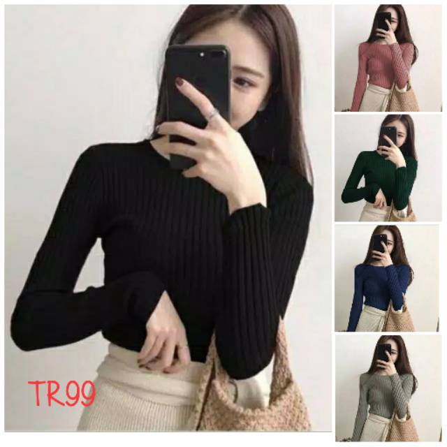 Blouse adzkia rajut 0-neck_atasan sweater rajut