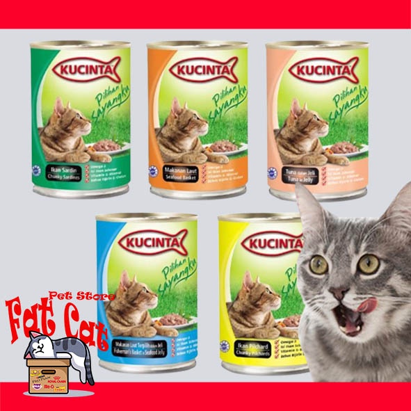 Kucinta makanan basah kaleng 400gr makanan kucing
