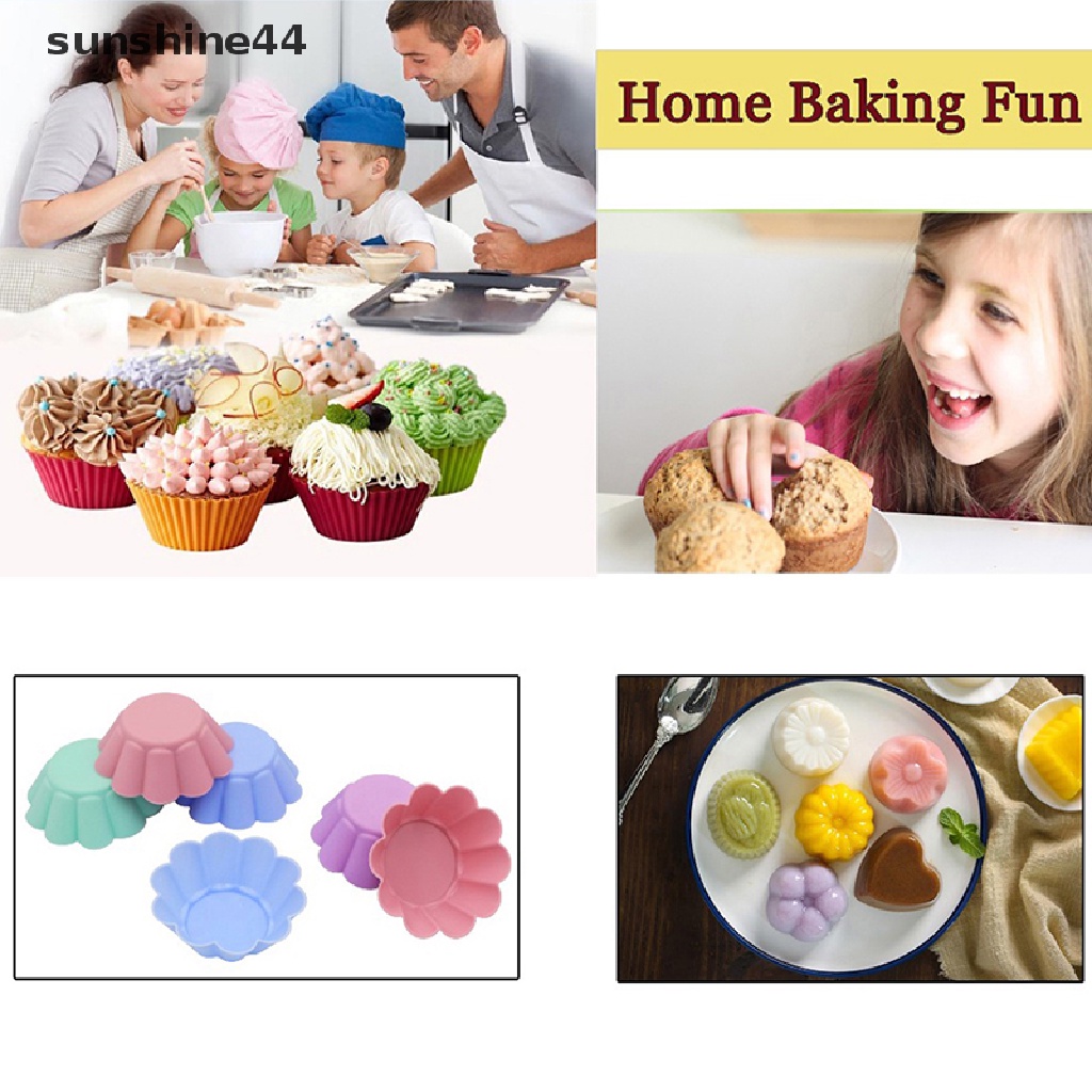 Sunshine 6pcs Cetakan Kue Muffin / Cupcake DIY Bahan Silikon