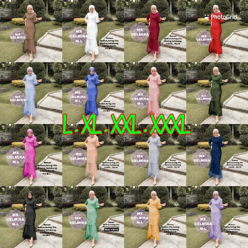 4 UKURAN L XL XXL XXL MX CELMIRA BRUKAT DUYUNG MAXI DUYUNG BRUKAT M-L VI