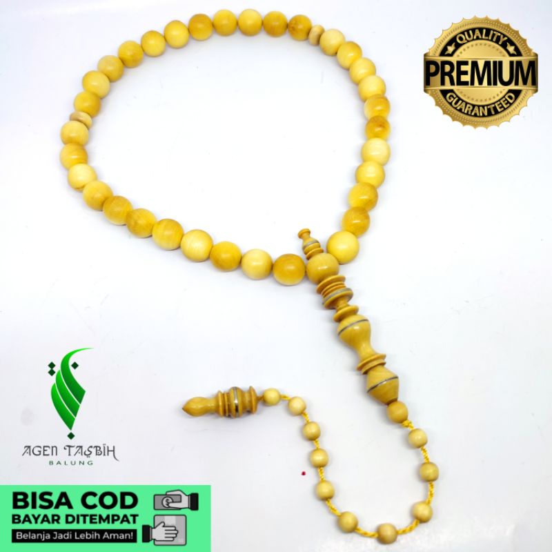 Tasbih Kayu Kemuning Gading Jumbo 33Butir_Size 12mm