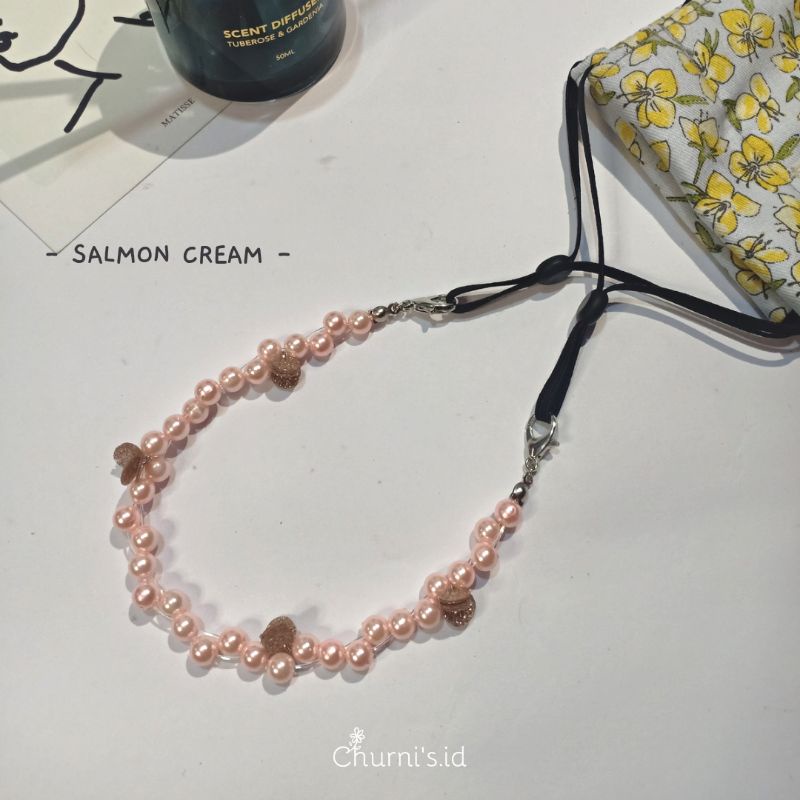 KONEKTOR MASKER MANIK PEARL / HIJAB KONEKTOR-Salmon cream