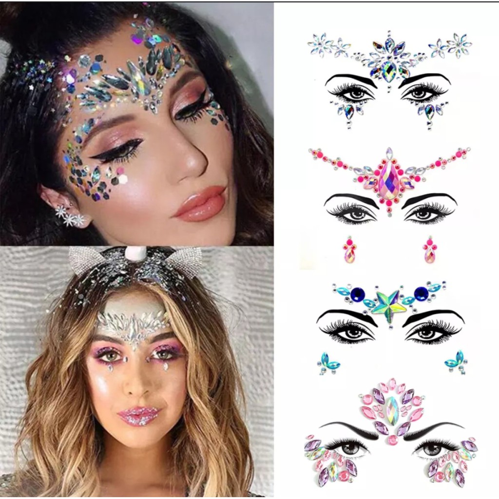 RCS✅ Face jewelry hiasan wajah bling bling hiasan wajah crystal face sticker face gems