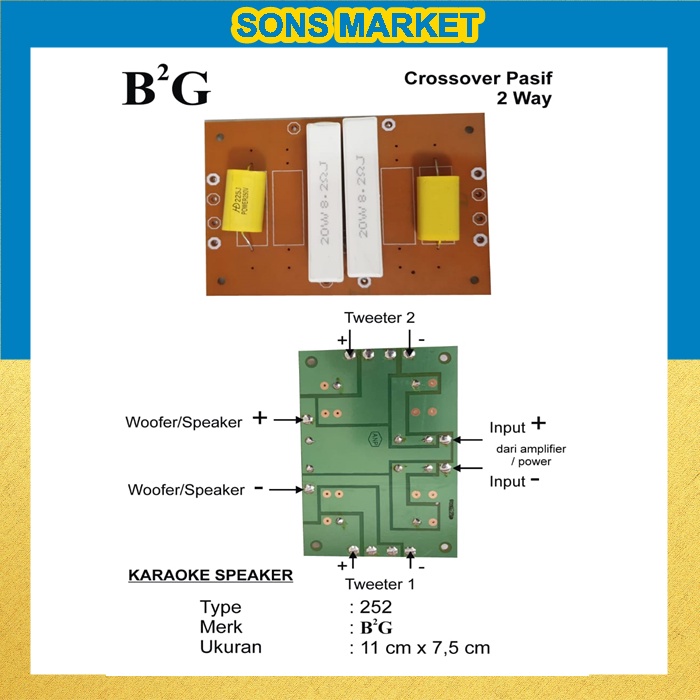 CrossOver pasif 2 way untuk speaker 12 inch 12inch