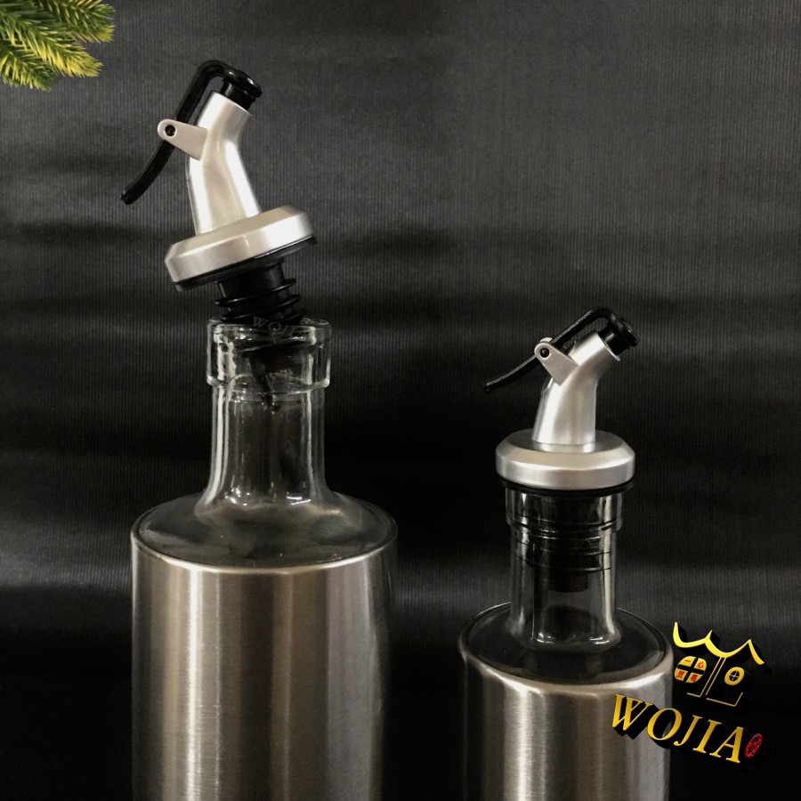 Botol Wadah Minyak Stainless Kaca Kecap Saos Pourer Oil Vinegar Glass Bottle