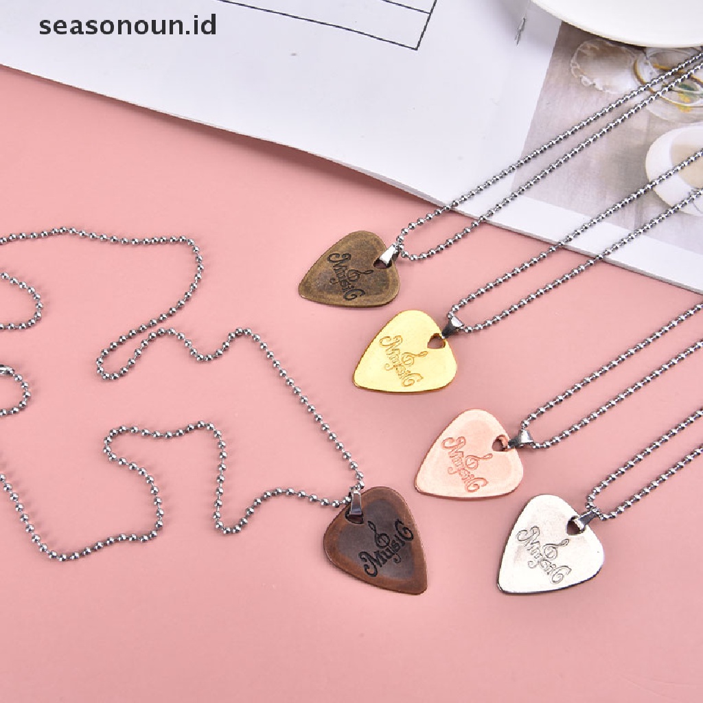 【seasonoun】 Metal Acoustic Electric Guitar Bass Necklace Pick Thin Mediator Pick With Chain .