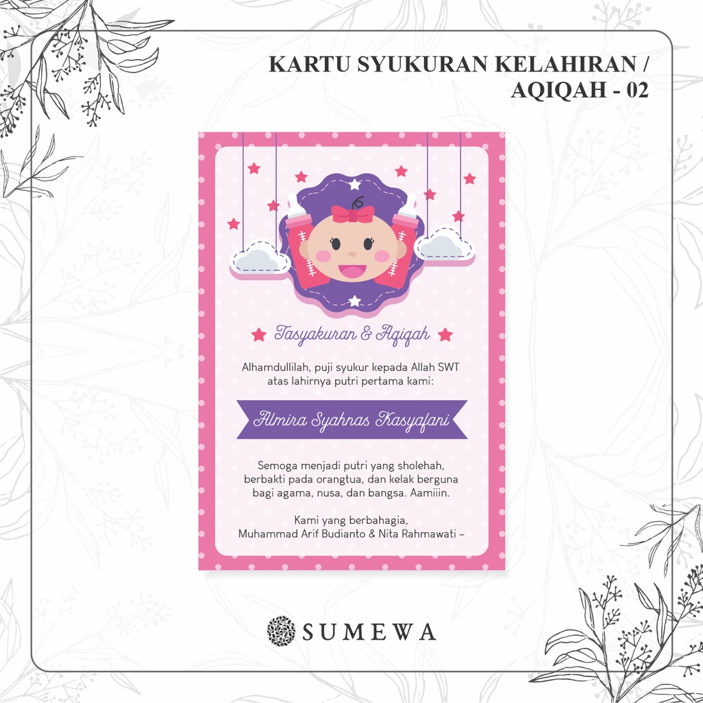 Kartu Ucapan Tasyakuran Kelahiran Aqiqah Khitanan