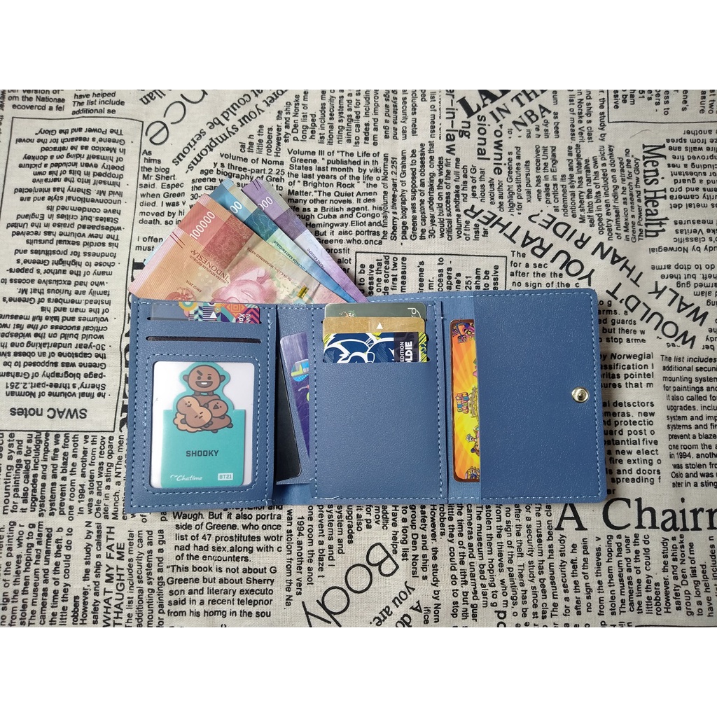 W20 Dompet Lipat Mini Wanita Kucing Lucu Cute Cat Murah Kantong Koin Kartu Uang Foto Cewek Women Wallet Kecil Perempuan Kulit PU Leather Binatang Putih Hitam Panjang  Korea Pria Cowok Laki Laki Cowo Import Premium Tas Cina Import Hadiah Cantik