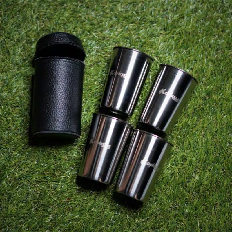 Gelas Stainless 250ml Gelas Camping traveling Gelas camping mug isi 4 - gelas stainless steel 150ml