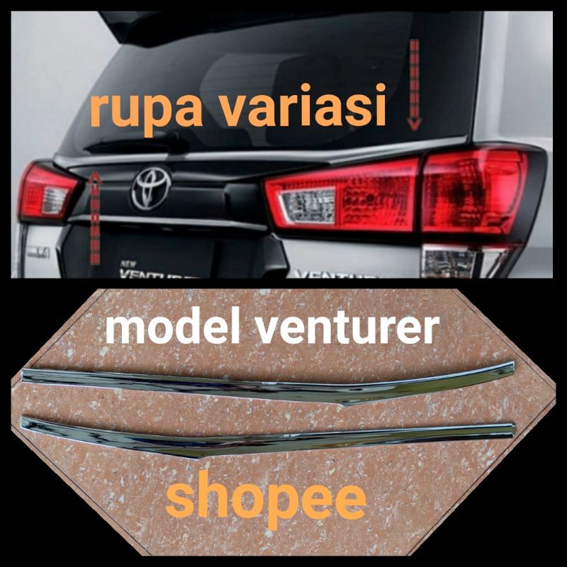 lis list kaca belakang bagasi toyota all new innova inova reborn 2016 sampai 2025 2024 2017 2018 2019 2020 2021 2022 2023 / tipe e g v q venturer diesel PLASTIK chrome CROME tempel ribon