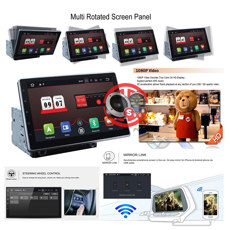 Mtech MM-8803 Android HD 1080p Double Din DVD Universal 10 Inch