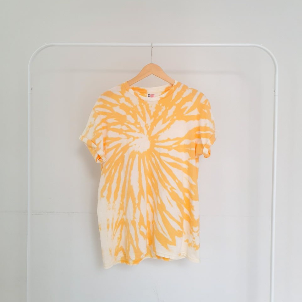 [PROMO] Kaos Tie Dye Yellow Gold Motif Spiral Oversized Unisex Cotton Combed 24s Soft Style Premium