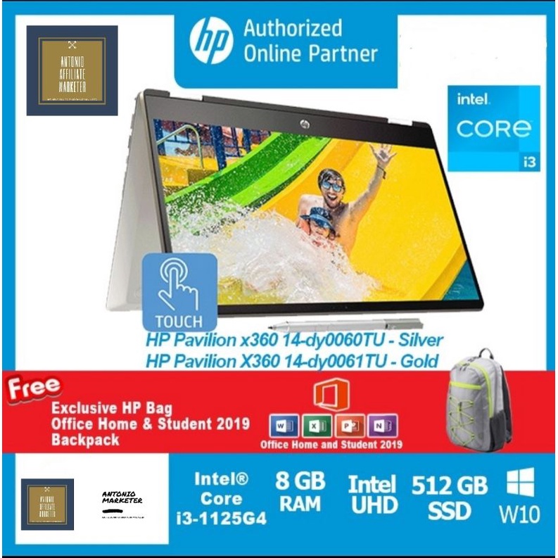 HP Pavilion x360 14-dy0060TU/dy0061TU Intel i3 Gen 11 8GB RAM 512GB SSD