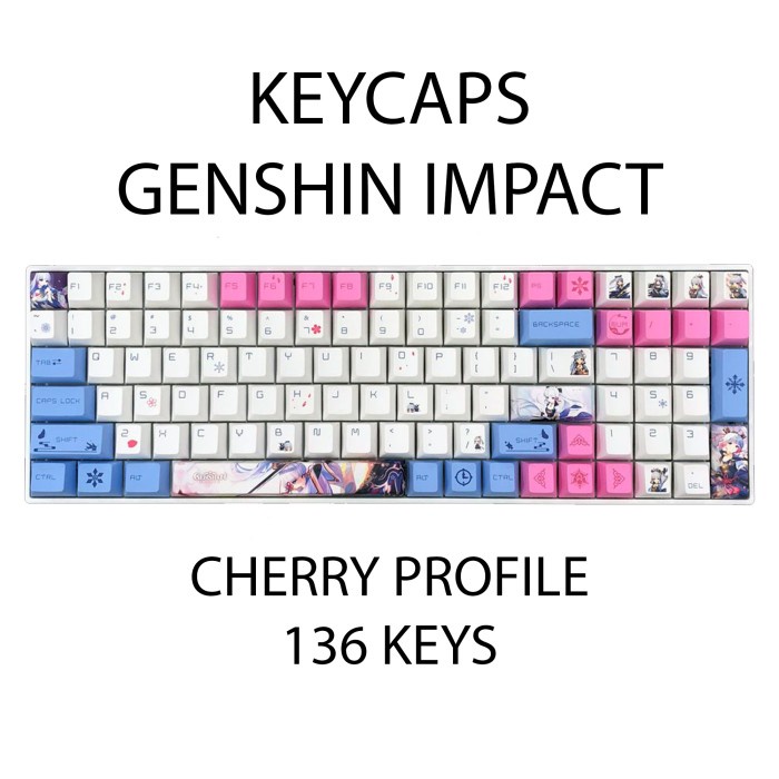 KEYCAPS GENSHIN IMPACT AYAKA CHERRY PROFILE SUBLIM MECHANICAL KEYBOARD