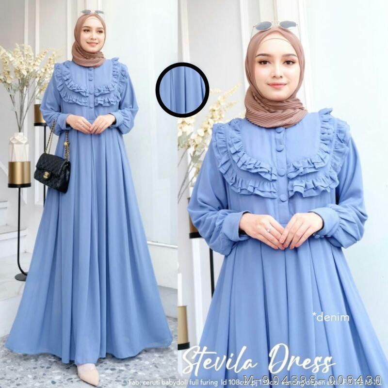 DRESS MUSLIM WANITA GAMIS STEVILLA CERUTY BABYDOLL