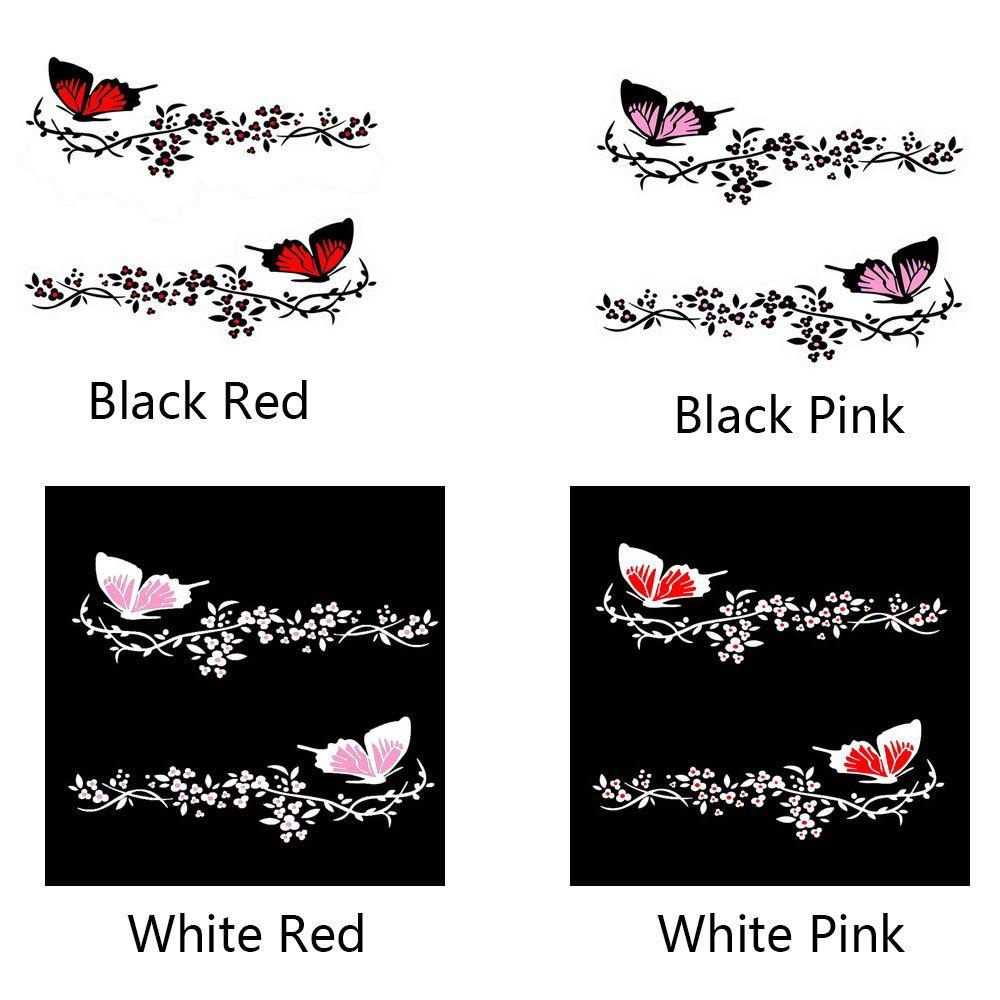 Populer 2pcs Decals Untuk Mobil Aksesoris Mobil Aksesoris Eksterior Bunga Vinyl Butterfly Cover Goresan Stiker Jendela