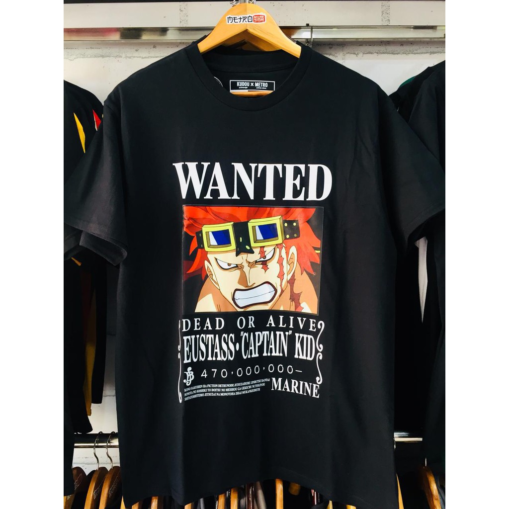 Tshirt Eutass Kid Wanted Black Anime One Piece Manga Premium