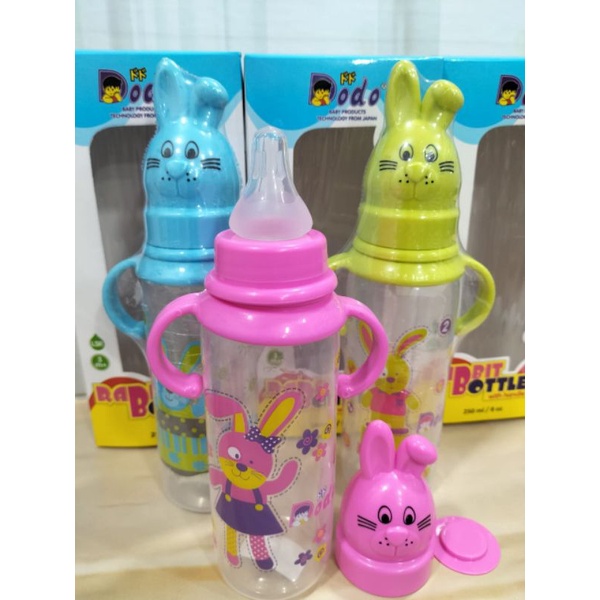 Botol Susu Dodo Karakter Rabbit Dengan Pegangan BPA Free 250Ml/8oz