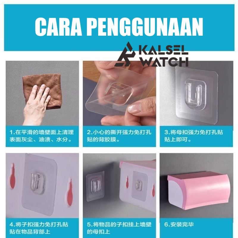 Gantungan Tempel Socket Hook Transparan 1 Set Pasang Perekat Penggantung Plus Minus Double Tape Serbaguna Barang Stop Kontak Gantung Dinding Waterproof Pigura Stopkontak Colokan Listrik ART43