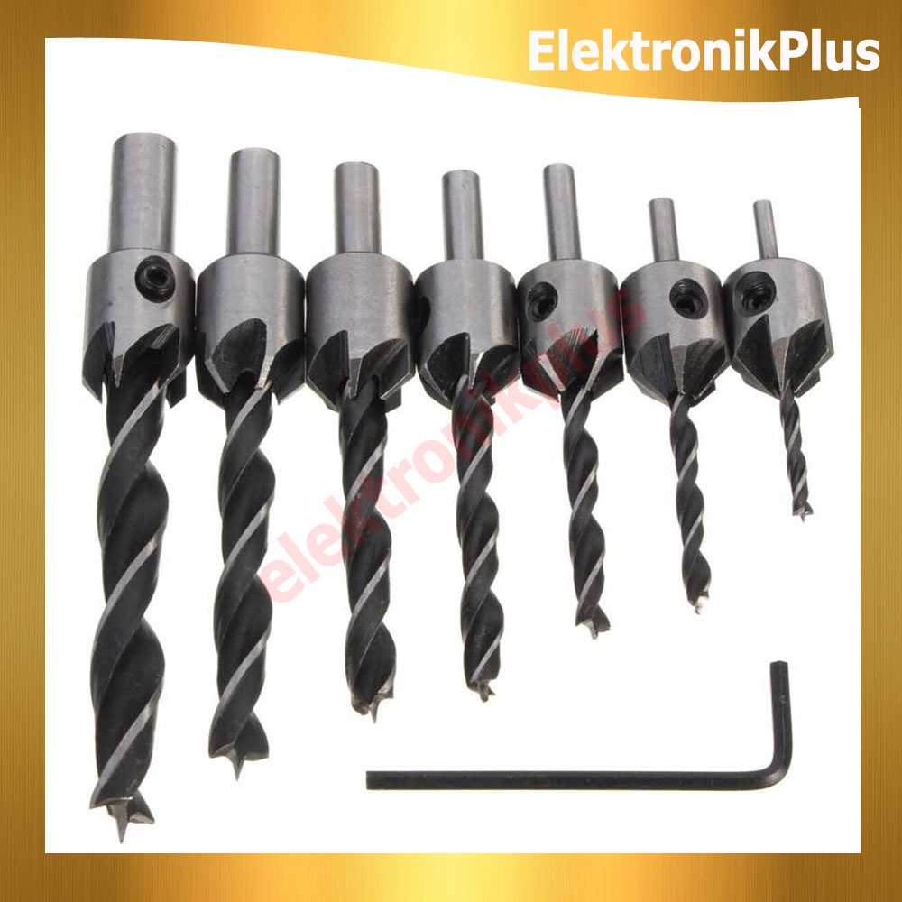 Set Mata Bor Baja Titanium Drill Bit Ukuran 3-10mm Isi 7 PCS Taffware