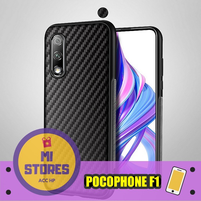 Case POCOPHONE F1 Casing Silikon Carbon Fiber Softcase