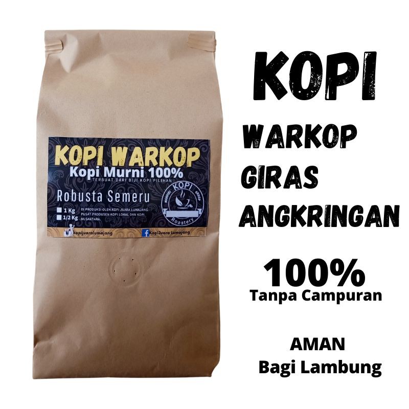 kopi Warkop Robusta termurah dan terlaris murni Tanpa Campuran. kemasan 1 Kg