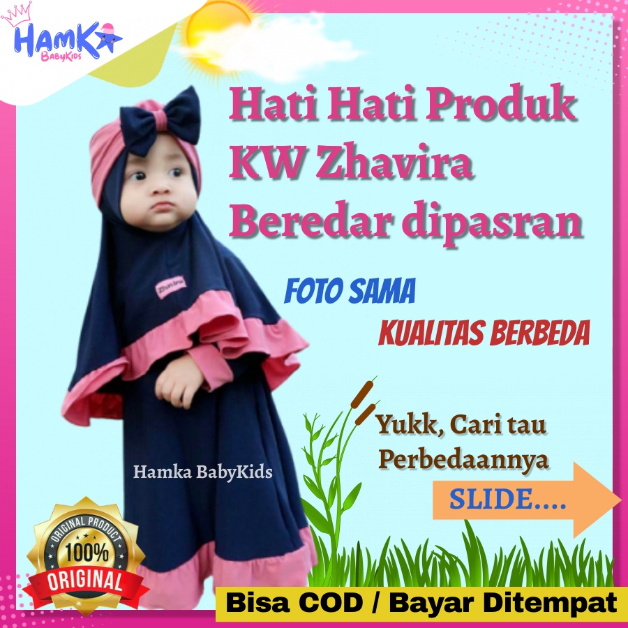 Baju Gamis Anak Perempuan 0 - 6 Tahun Zhavira Rempel Muslim Bayi Perempuan 1 2 Tahun 2 3 Tahun 4 5 Tahun Tanggung Set Jilbab Kerudung Free Turban