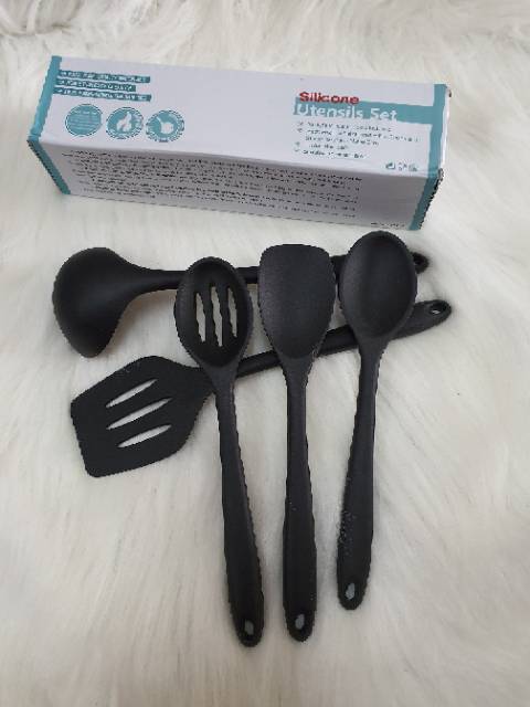 5pcs silicone spatula COOKING utensil set / set alat masak sutil silikon spatula