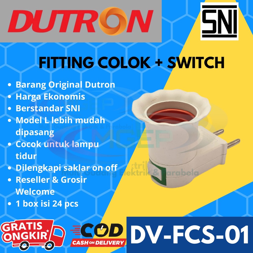 Fitting Colok Dutron + Saklar Ekonomis Fitting Lampu Colok Best seller DV-FCS-01