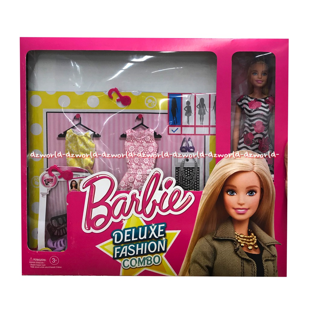 Barbie Deluxe Fashion Combo Pink Dress Doll Boneka Dilengkapi Dengan Aksesoris