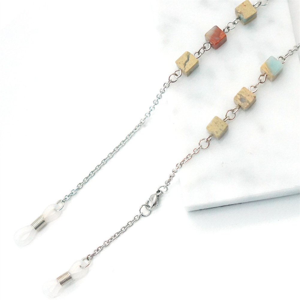 Mask Rope Glasses Chain Glasses Decorative Accessories Cube Multicolor Pendant Metal Glasses Chain Anti-slip Mask Extension Strap Glasses Lanyard Mask Chain -OW-