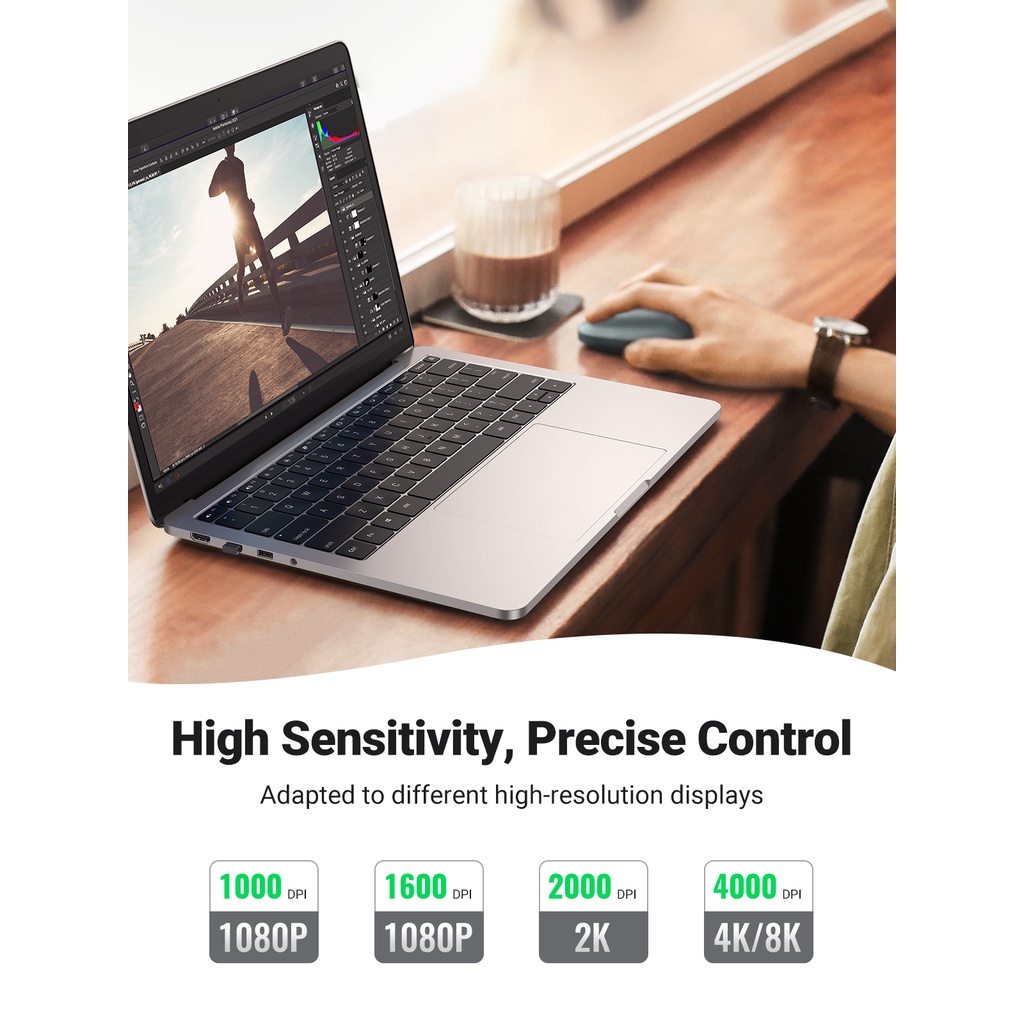 UGREEN Mouse Ergonomic Wireless Bluetooth 2 IN 1 Koneksi Silent Click For Komputer Laptop-5