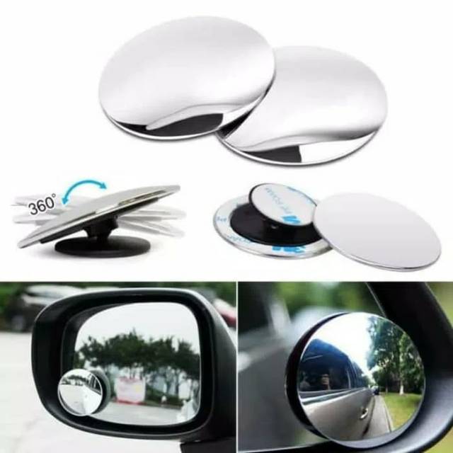 2PCS kaca spion cembung putar 360 derajat spion mobil blind spot