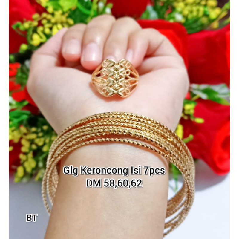 Gelang keroncong replika impor 7pcs Fre Cincin Cantik