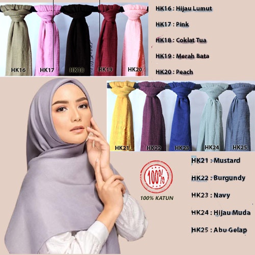 Hijab Pashmina Jilbab Pasmina Katun Panjang Segi Empat Ukuran 180cm