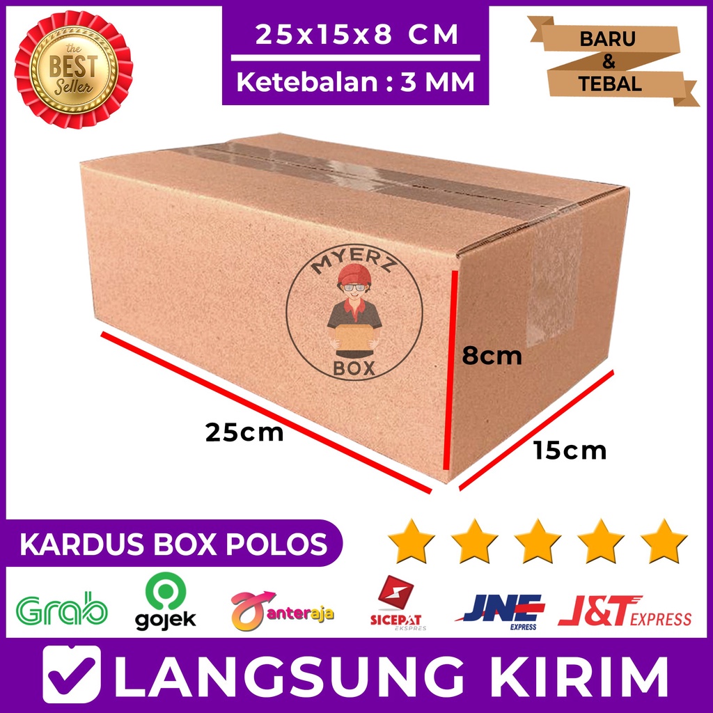 

Kardus Polos Karton Box Packing 25x15x8 Cm Single Wall Tebal 3 MM